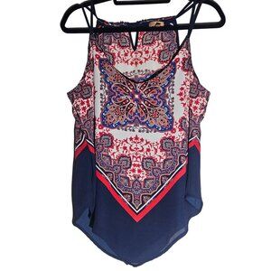 Takara Womens Sleeveless Paisley Print Tank Top Med Boho Layering Businesscore